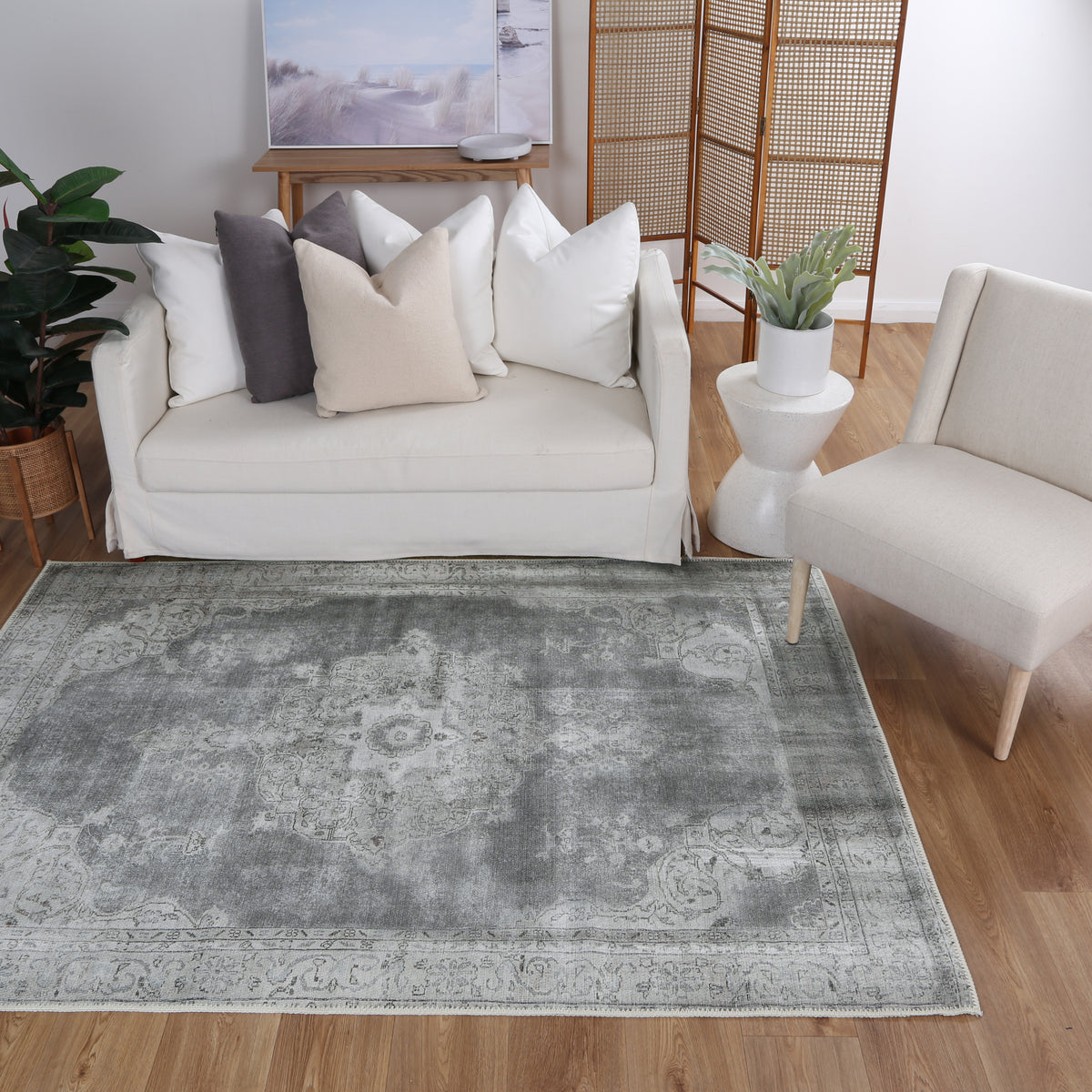 Isin Light Grey Washable Rug The Rug Collective