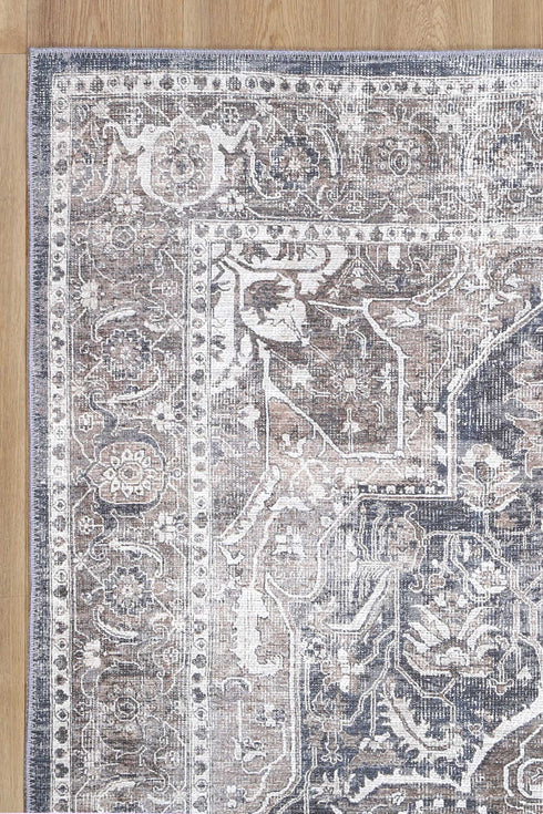 Distressed Vintage Kendra Ash Runner Rug