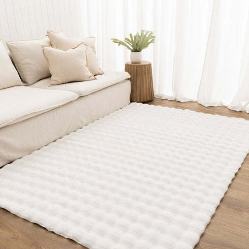 Amelie Plush Washable Rug White