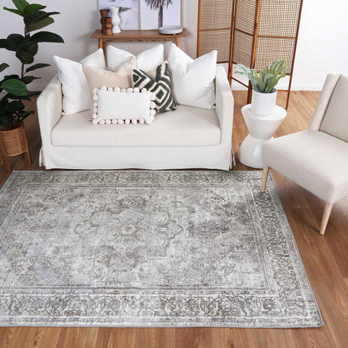 Arbela Grey Washable Rug