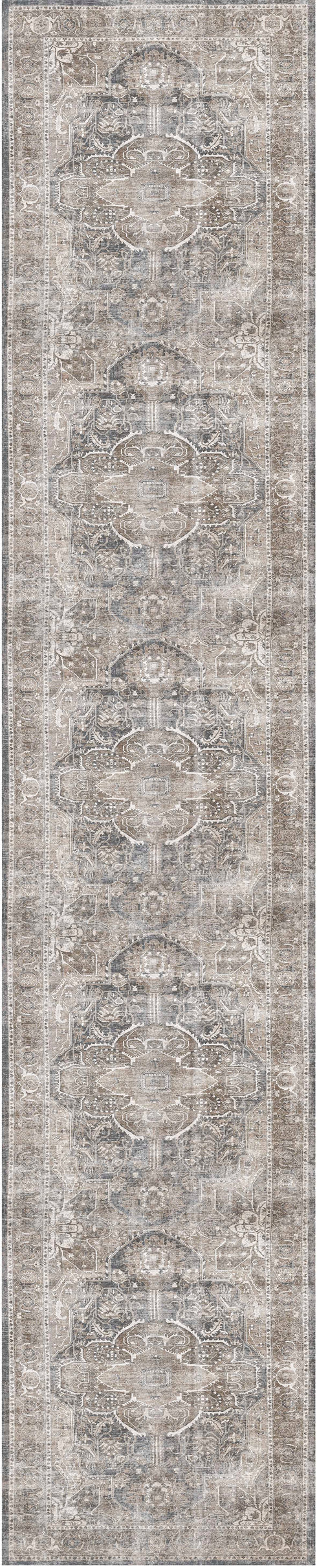 Distressed Vintage Kendra Ash Runner Rug