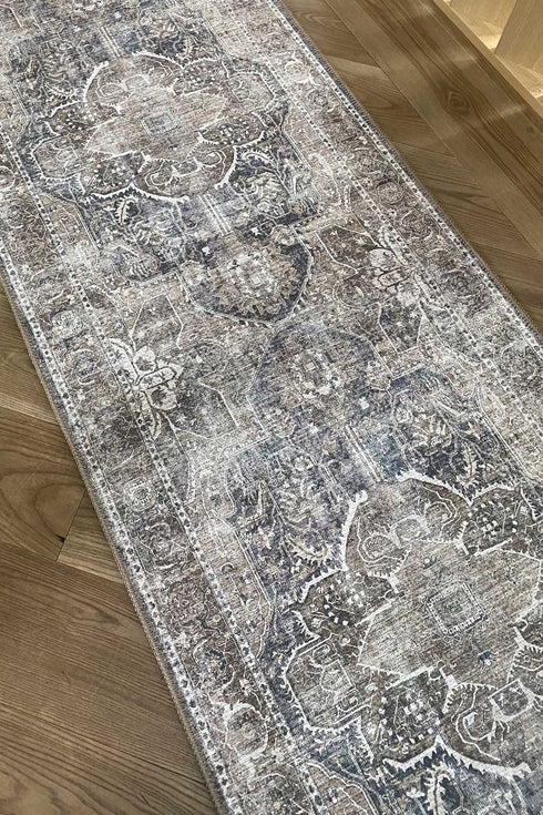 Distressed Vintage Kendra Ash Runner Rug