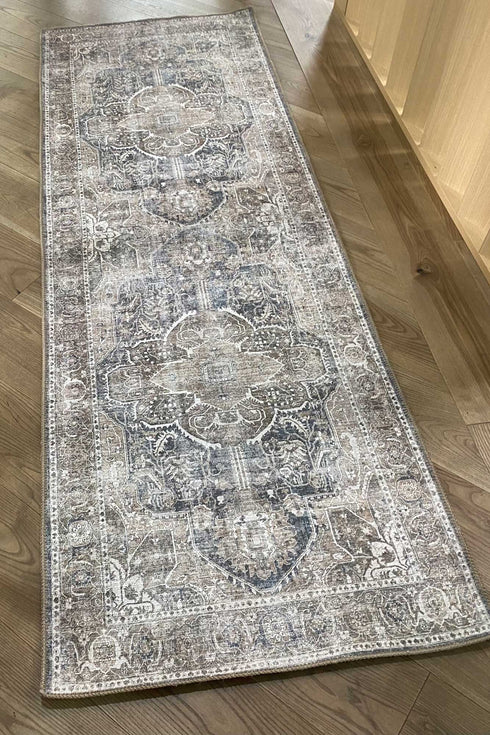 Distressed Vintage Kendra Ash Runner Rug