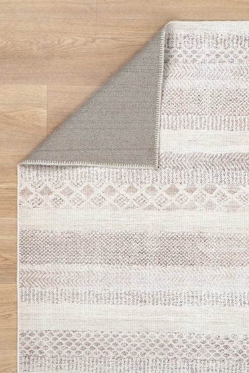 Mojave Lines Desert Beige Washable Rug