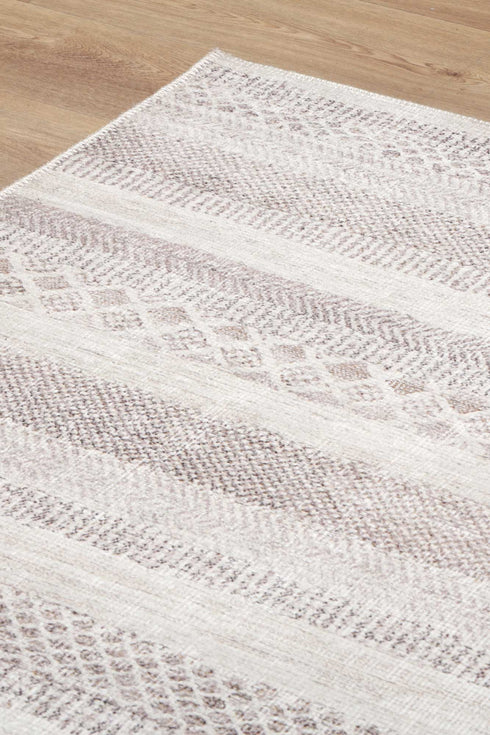 Mojave Lines Desert Beige Washable Rug