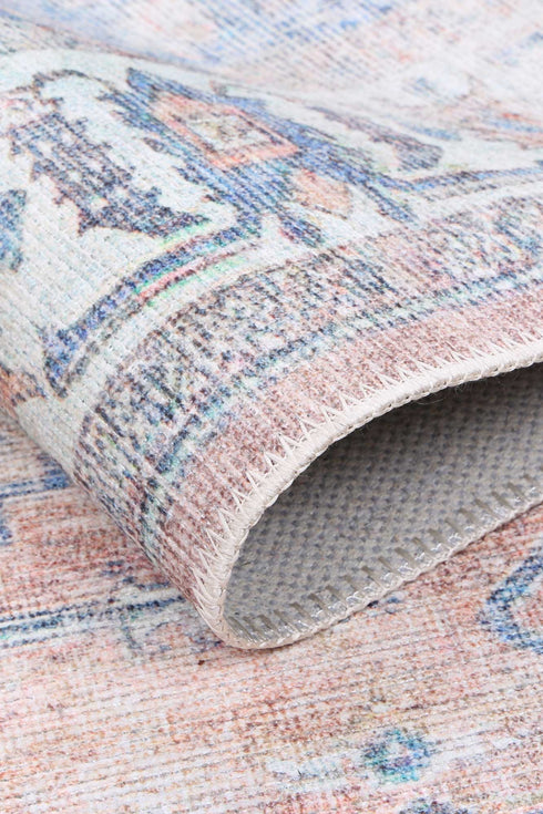 Pissarro Terracotta Blue Washable Rug